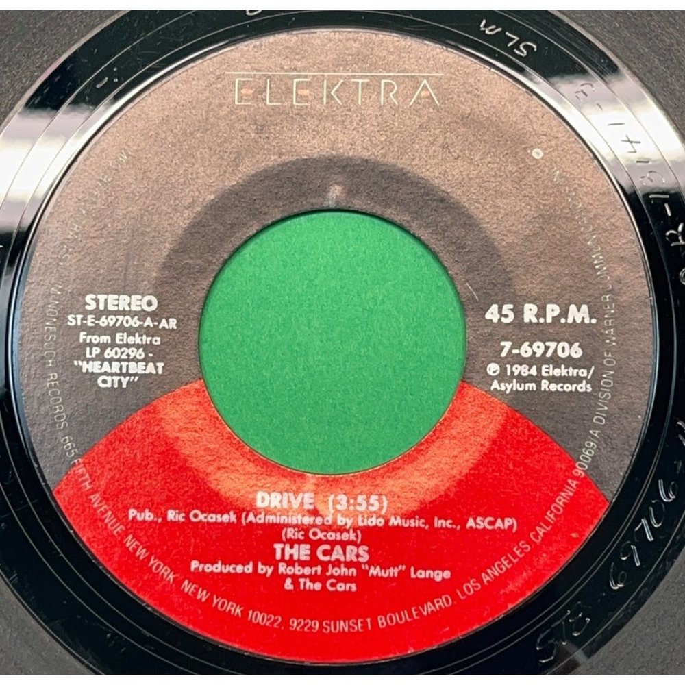 The Cars Drive / Stranger Eyes 45 Pop 1984 Elektra 7-69706